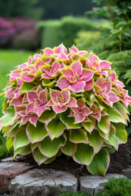 Pink and Green Hosta