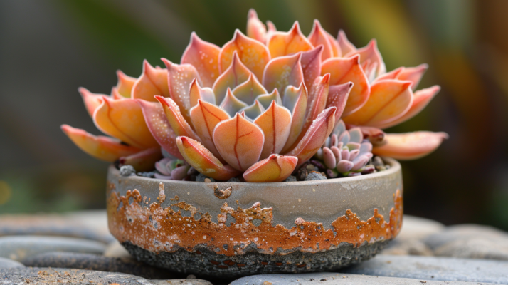 Echeveria 'Candy' Crested Succulent with wavy, vibrant leaves, highlighting its rare and unique form in a bright indoor setting.