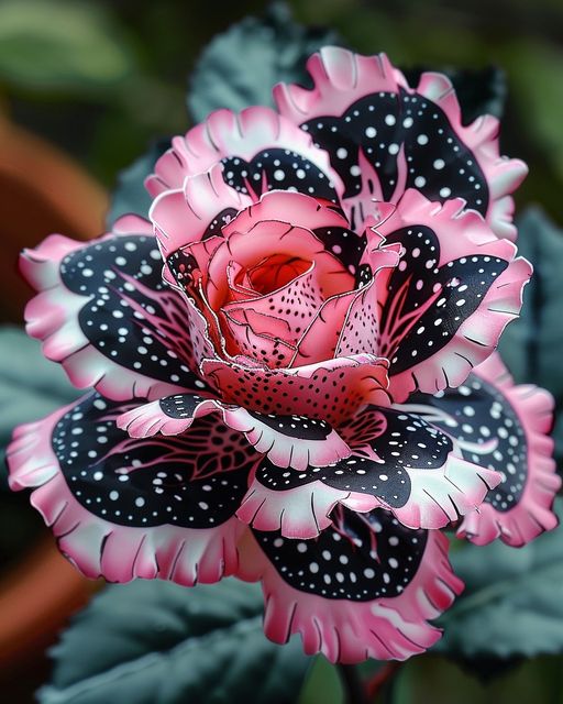 Speckled Black-and-Pink Rose