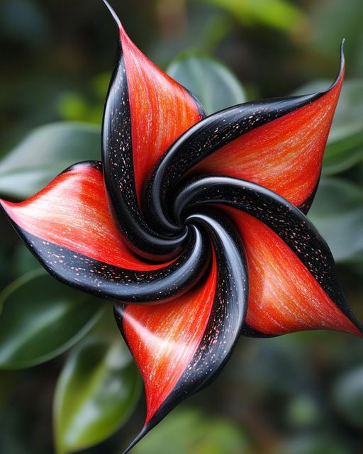 Orange and Black Pinwheel Flower