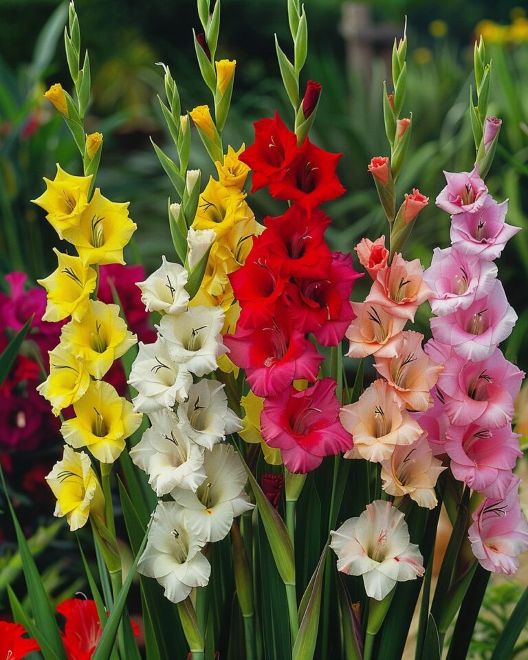 Multi-Colored Gladiolus Blooms