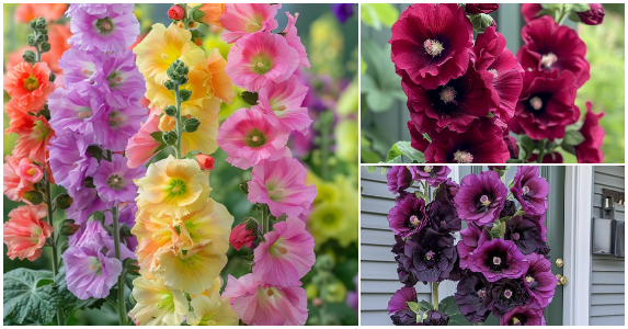 A Rainbow of Hollyhocks: Nature’s Vertical Blossoms