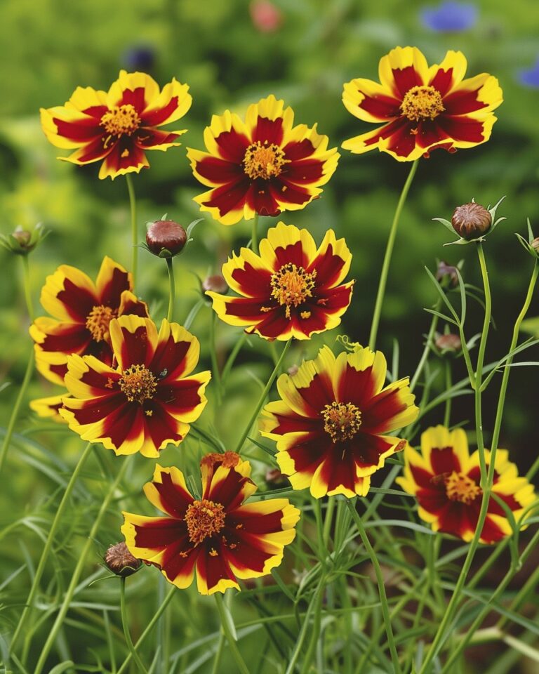 Yellow and Red Coreopsis Flowers