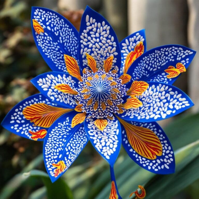 Blue and Orange Star-Shaped Flower