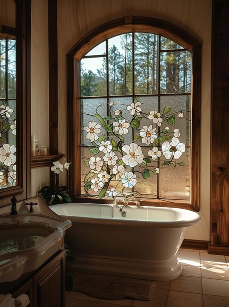 A bath surrounded by glowing glass—how would it feel to unwind here?