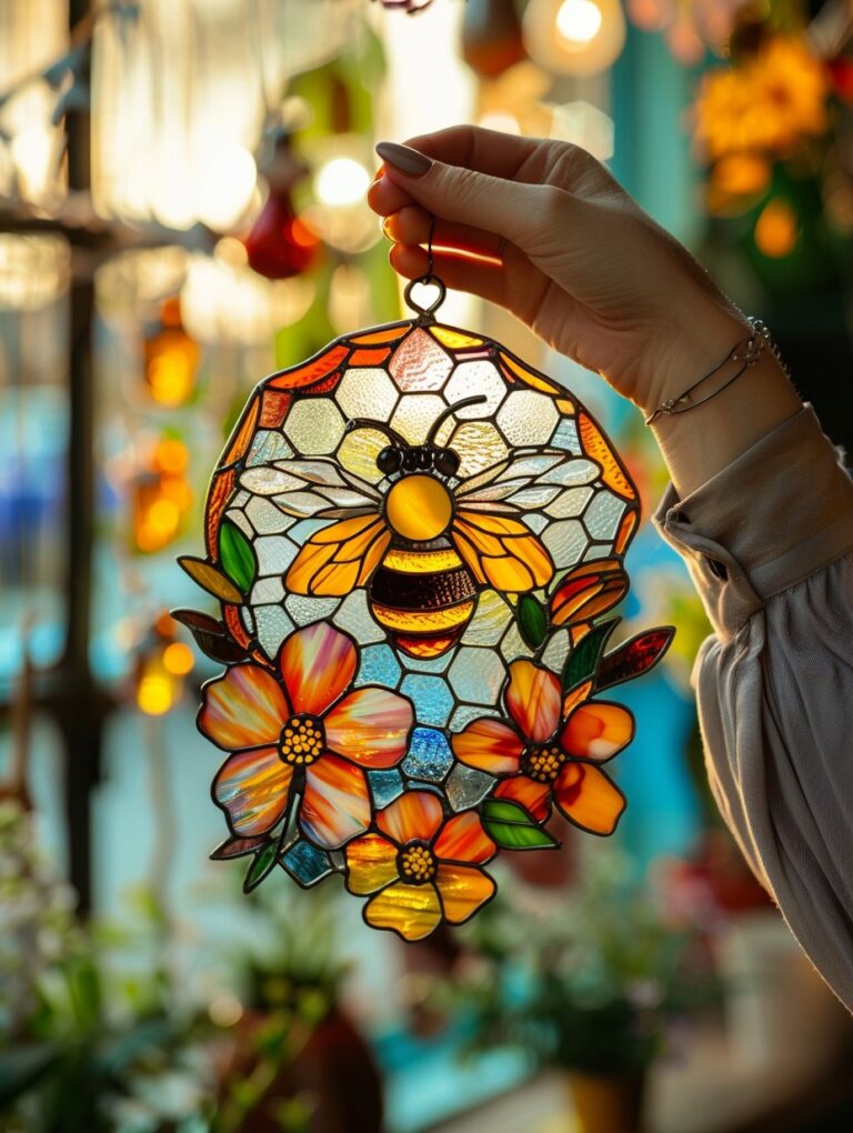 Brighten your space with this buzzing beauty—nature’s little helper in vibrant glass!