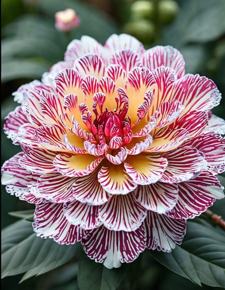 Pink and White Striped Dahlia