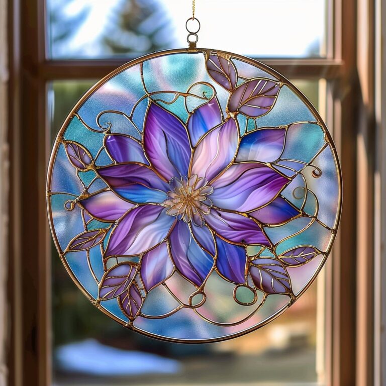 Let the light dance through this stunning floral stained glass, adding beauty to every room