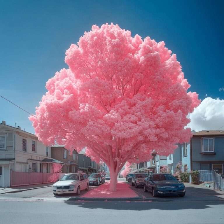 Pink Flowering Tree in the City