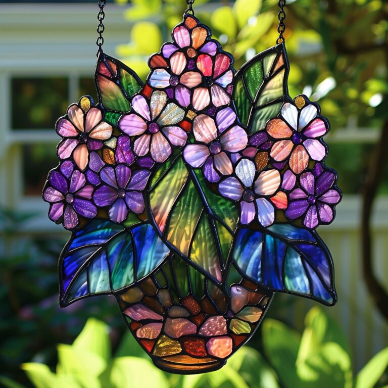 Nature meets art with this radiant stained glass masterpiece—blooming with color and charm!