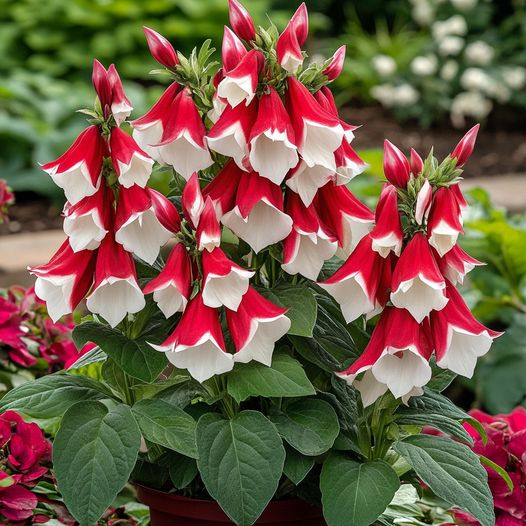 Red and White Trumpet Flowers