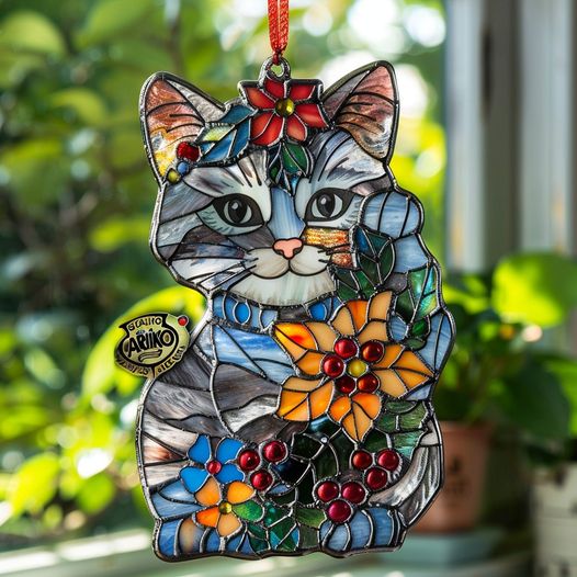 Meet the cutest feline friend—now in vibrant stained glass!