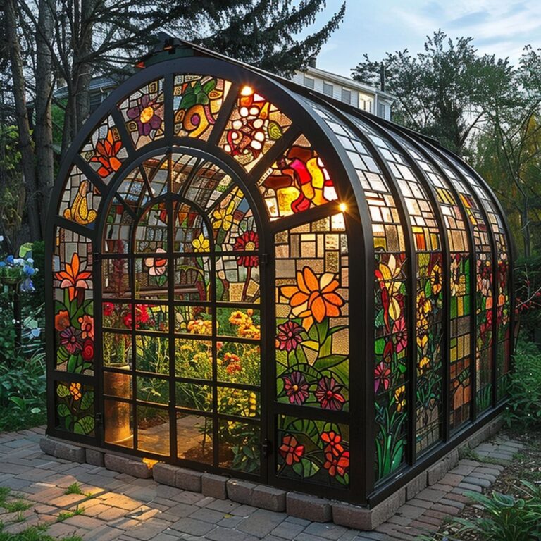 A glasshouse where each panel tells a story of nature—want to peek inside?