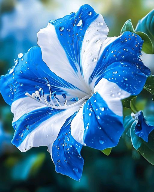 Blue and White Morning Glory