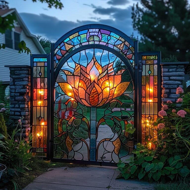 When the sun sets, this lotus gate blooms with light.